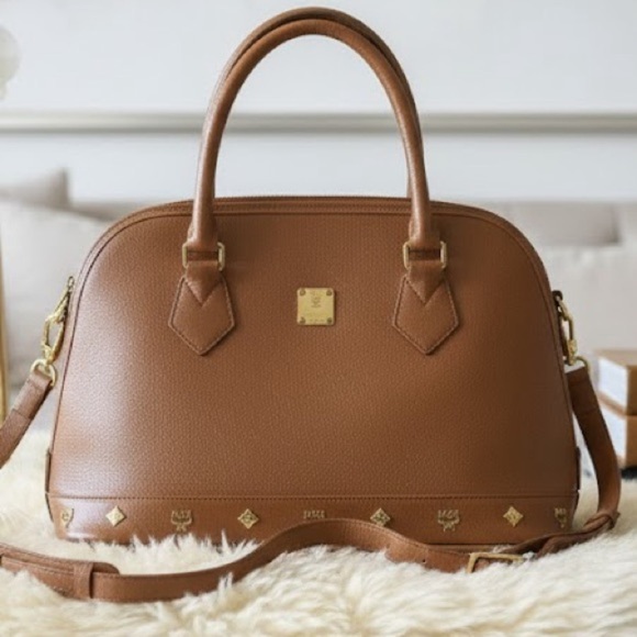 MCM Handbags - MCM Ella Boston Bag Cognac Visetos Monogram Satchel Crossbody